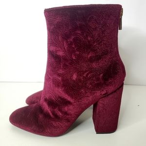 Jessica Simpson Women Embossed Velvet Booties